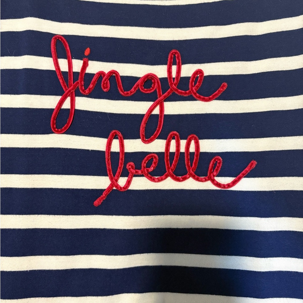 Talbots Christmas Navy and White Cotton Top